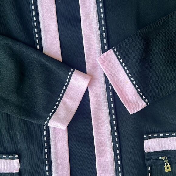 Exclusively Misook Women’s Open Front  Black Pink Knit Cardigan Jacket Sz XS - Picture 8 of 10